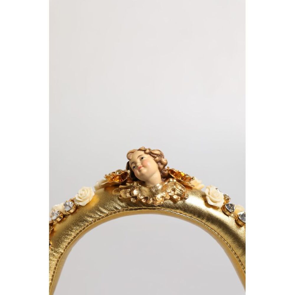 Dolce & Gabbana Gold Leather Floral Crystal Angel Headset Women's Headphones - Picture 4 of 6